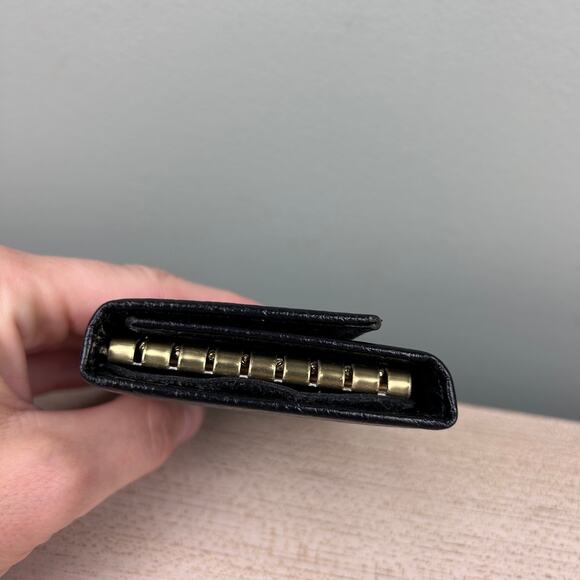 Vintage Meeker Top Grain Leather Key Caddy Holder Black Trifold 16 Hook Carrier - Picture 9 of 12